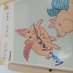 Manifesto film Porci con le ali con autografo - Segni del tempo 2