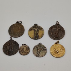 Lotto di 7 medaglie sportive in bronzo periodo anni 20/30