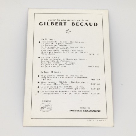 Cartolina autografata in originale da Gilbert Becaud