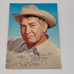 Chill Wills autografo e dedica su cartlina a colori