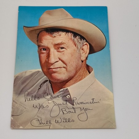 Chill Wills autografo e dedica su cartlina a colori