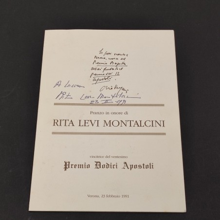 RITA LEVI MONTALCINI autorgrafo su menù per pranzo Premio Dodici Apostoli