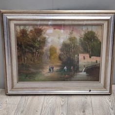 Quadro olio su tela Giacomo Curti Vista rurale 70x50 cm 2