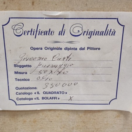 Quadro olio su tela Giacomo Curti Vista rurale 70x50 cm