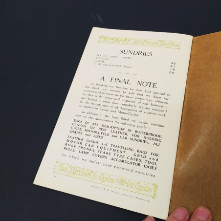Catalogo selle biciclette - The Saddle Book - 1912 ottimo