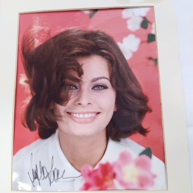 Autografo Sofia Loren su foto a colori dimensioni 20x25 cm