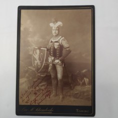 Lotto di 4 foto originali fine '800 attori con autografi 2