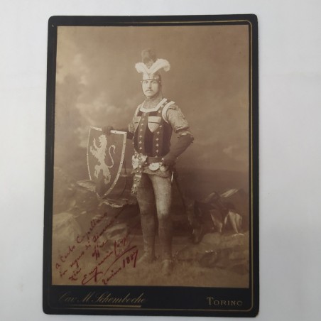 Lotto di 4 foto originali fine '800 attori con autografi