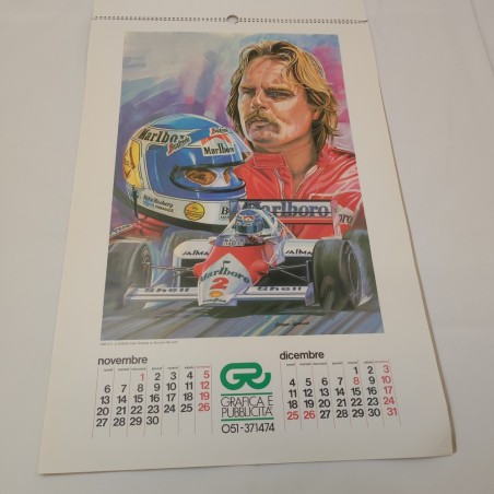 Calendario F.1 Ieri e Oggi 1989 illustrazioni grafiche auto e piloti