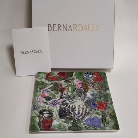 Piatto centrotavola ceramica Bernardau Le Vitraux D'Hadassah 27x23 cm policromo