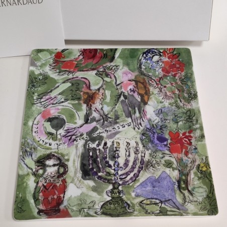 Piatto centrotavola ceramica Bernardau Le Vitraux D'Hadassah 27x23 cm policromo