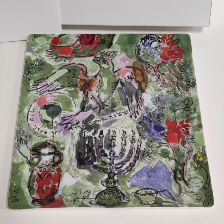 Piatto centrotavola ceramica Bernardau Le Vitraux D'Hadassah 27x23 cm policromo