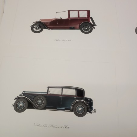 Lotto di 8 stampe litrografiche a colori auto epoca anni 10-20