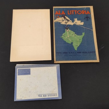 Set carta da lettere e buste posta aerea Ala Littoria carta speciale leggera