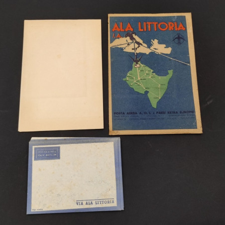 Set carta da lettere e buste posta aerea Ala Littoria carta speciale leggera