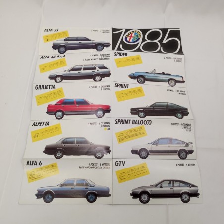 Alfa Romeo brochure depliant gamma modelli 1985 - Francese