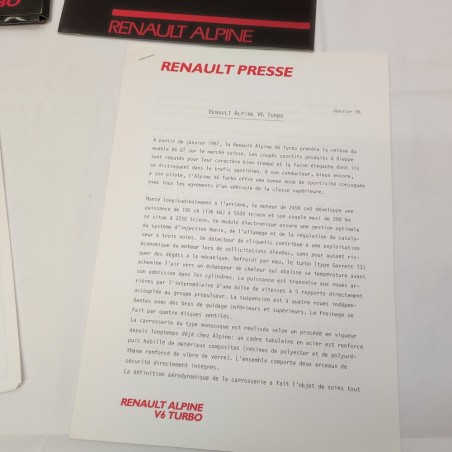 RENAULT Presse ALPINE V6 Turbo Cartella stampa - Brochure e schede tecniche