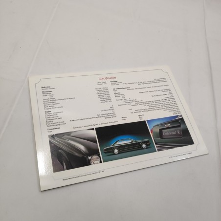 BENTLEY CONTINENTAL R brochure 3 pagine 1991 ottima