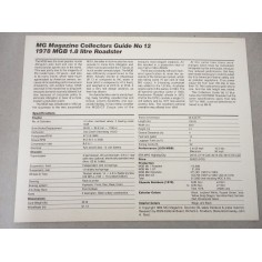 PROSPEKT BROCHURE DEPLIANT MG MAGAZINE COLLECTOR GUIDE N° 12 1978 MGB 1.8 LITRE 2
