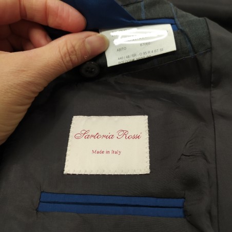 Abito uomo Sartoria Rossi completo grigio a righe blu tg 48 usato