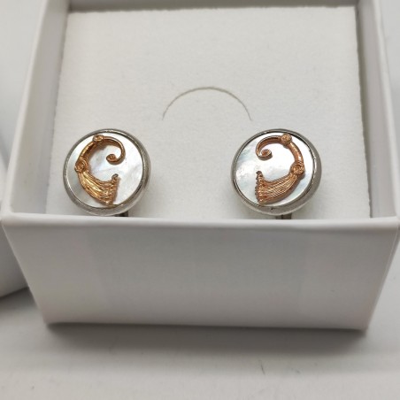 Gemelli Spadafora modello Drago argento 925 con madreperla e fregio