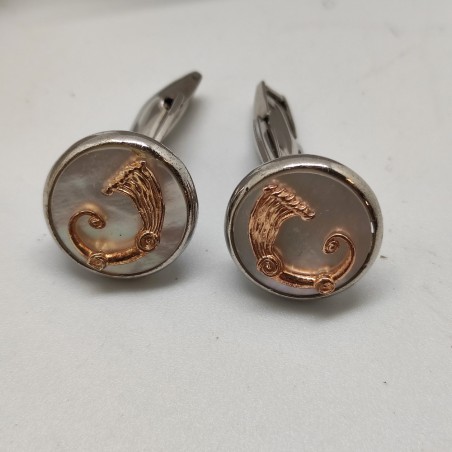 Gemelli Spadafora modello Drago argento 925 con madreperla e fregio