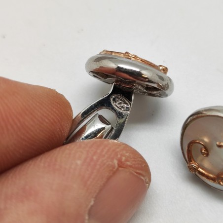 Gemelli Spadafora modello Drago argento 925 con madreperla e fregio