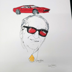 Nani Tedeschi per Galleria Ferrari stampa del 1992 con ritratto di Enzo Ferrari 2