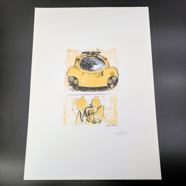 Nani Tedeschi per Galleria Ferrari stampa con auto Ferrari gialla 1992