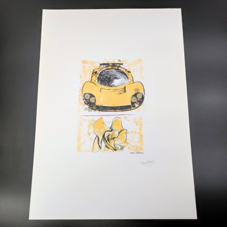 Nani Tedeschi per Galleria Ferrari stampa con auto Ferrari gialla 1992