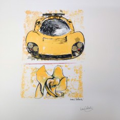 Nani Tedeschi per Galleria Ferrari stampa con auto Ferrari gialla 1992 2