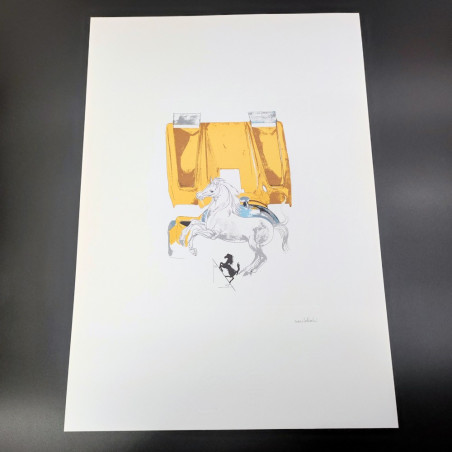 Stampa di disegno di Nani Tedeschi Ferrari 512M del 1970, auto corse durata 1993