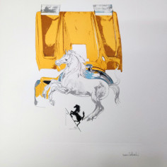 Stampa di disegno di Nani Tedeschi Ferrari 512M del 1970, auto corse durata 1993 2