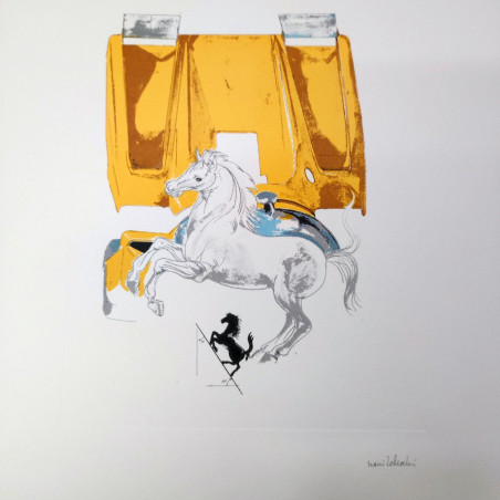 Stampa di disegno di Nani Tedeschi Ferrari 512M del 1970, auto corse durata 1993