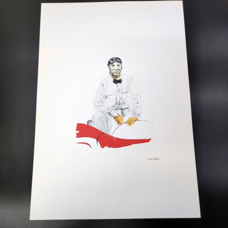 Stampa di disegno Nani Tedeschi e pilota Franco Cortese 1994