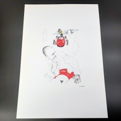 Stampa di disegno Nani Tedeschi Enzo Ferrari nel 1961 - 1994