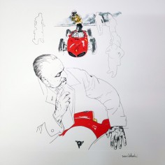 Stampa di disegno Nani Tedeschi Enzo Ferrari nel 1961 - 1994 2