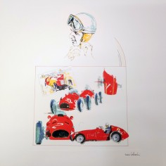 Stampa di disegno Nani Tedeschi e pilota Alberto Ascari 1994 2