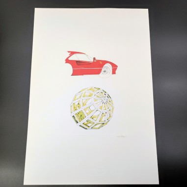 Stampa del disegno Nani Tedeschi per calendario Ferrari - figura geometrica