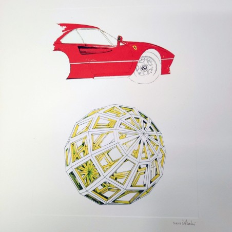 Stampa del disegno Nani Tedeschi per calendario Ferrari - figura geometrica
