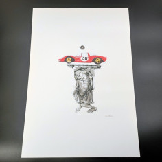 Stampa del disegno Nani Tedeschi per calendario Ferrari particolare duomo Modena
