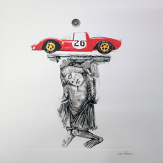 Stampa del disegno Nani Tedeschi per calendario Ferrari particolare duomo Modena 2
