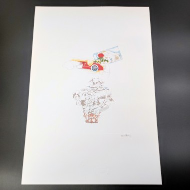 Stampa del disegno Nani Tedeschi per calendario Ferrari particolare motore