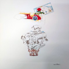 Stampa del disegno Nani Tedeschi per calendario Ferrari particolare motore 2