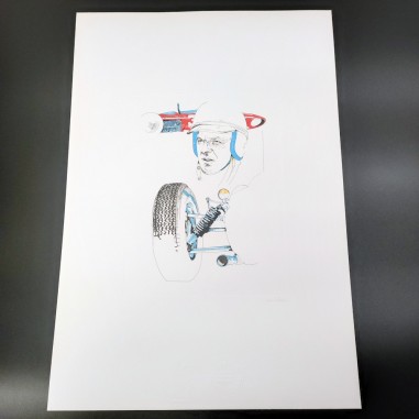 Stampa del disegno Nani Tedeschi per calendario Ferrari particolare ruota