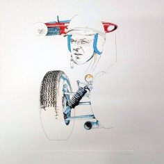 Stampa del disegno Nani Tedeschi per calendario Ferrari particolare ruota 2