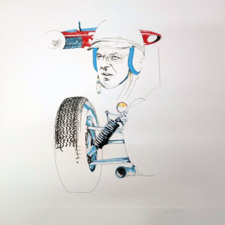 Stampa del disegno Nani Tedeschi per calendario Ferrari particolare ruota