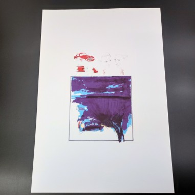 Stampa del disegno Nani Tedeschi per calendario Ferrari rumo scarico viola