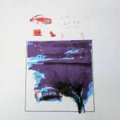 Stampa del disegno Nani Tedeschi per calendario Ferrari rumo scarico viola 2