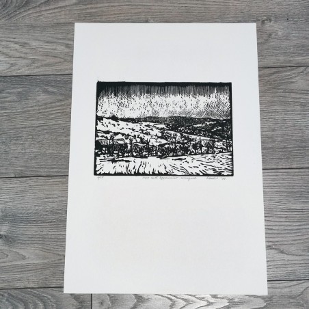 Angelo Ranzi Litografia Neve sull'Appennino romagnolo 1977 - 4/25